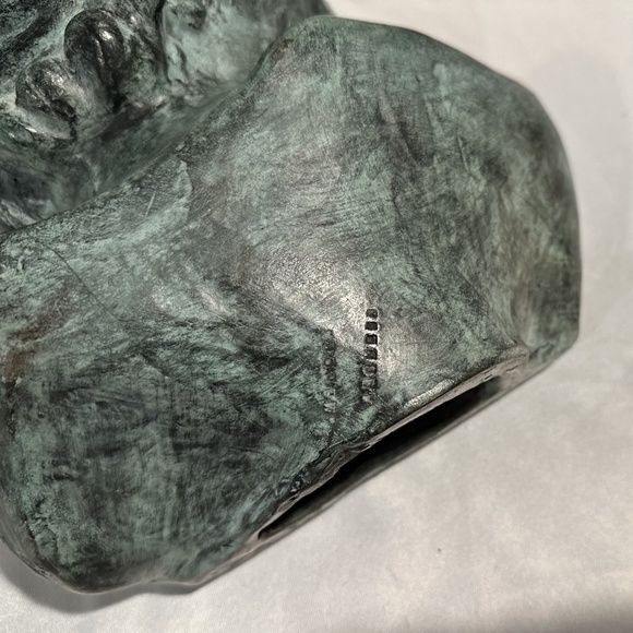 Vintage Maitland Smith Style Ceramic Bust Verdigris Green Grecian Goddess - Picture 8 of 9